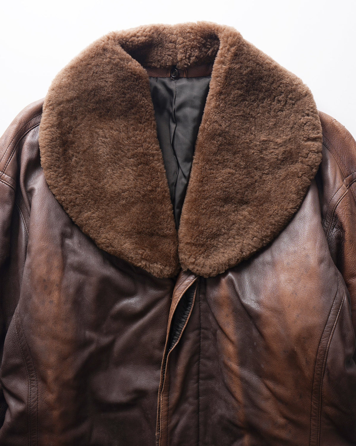 Leather Removable Boa Collar Coat