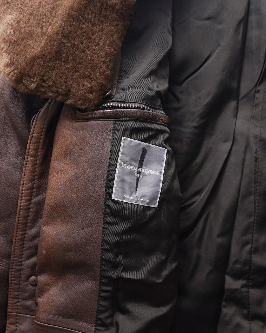 Leather Removable Boa Collar Coat