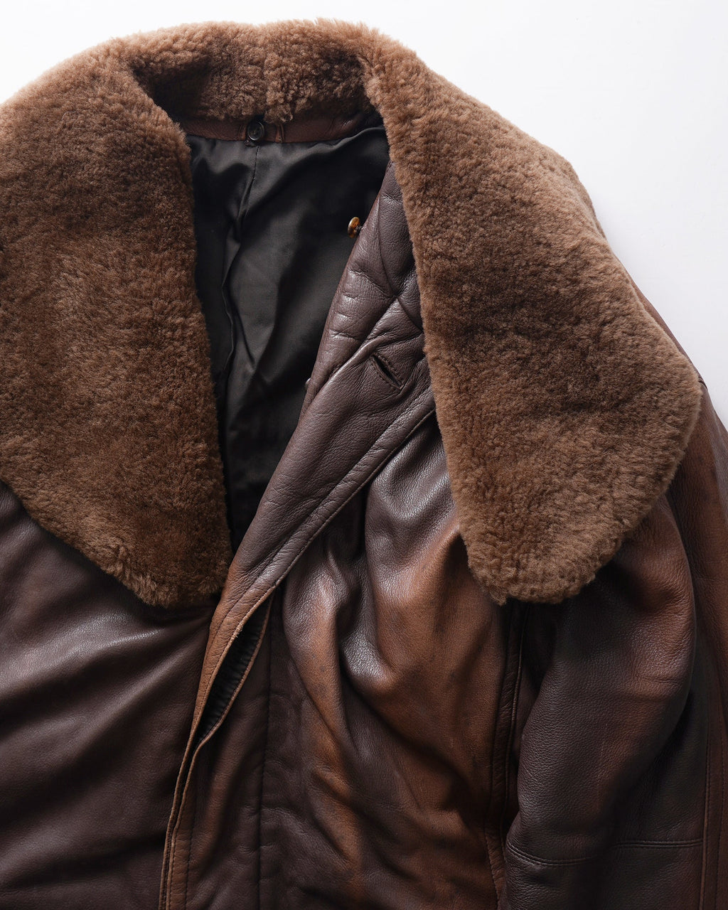 Leather Removable Boa Collar Coat