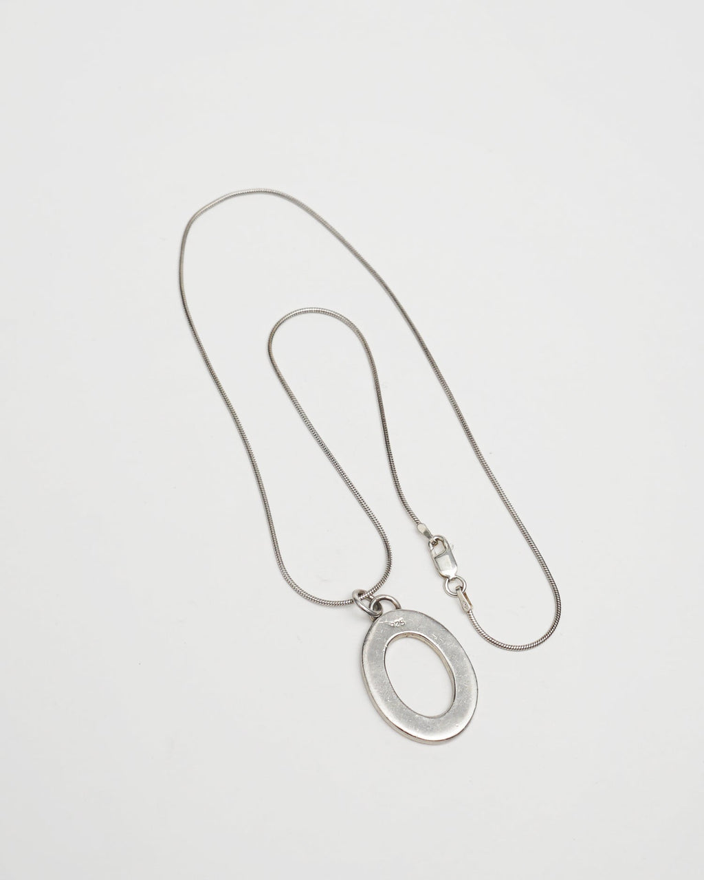 Silver Chain Necklace w/ Oval Charm