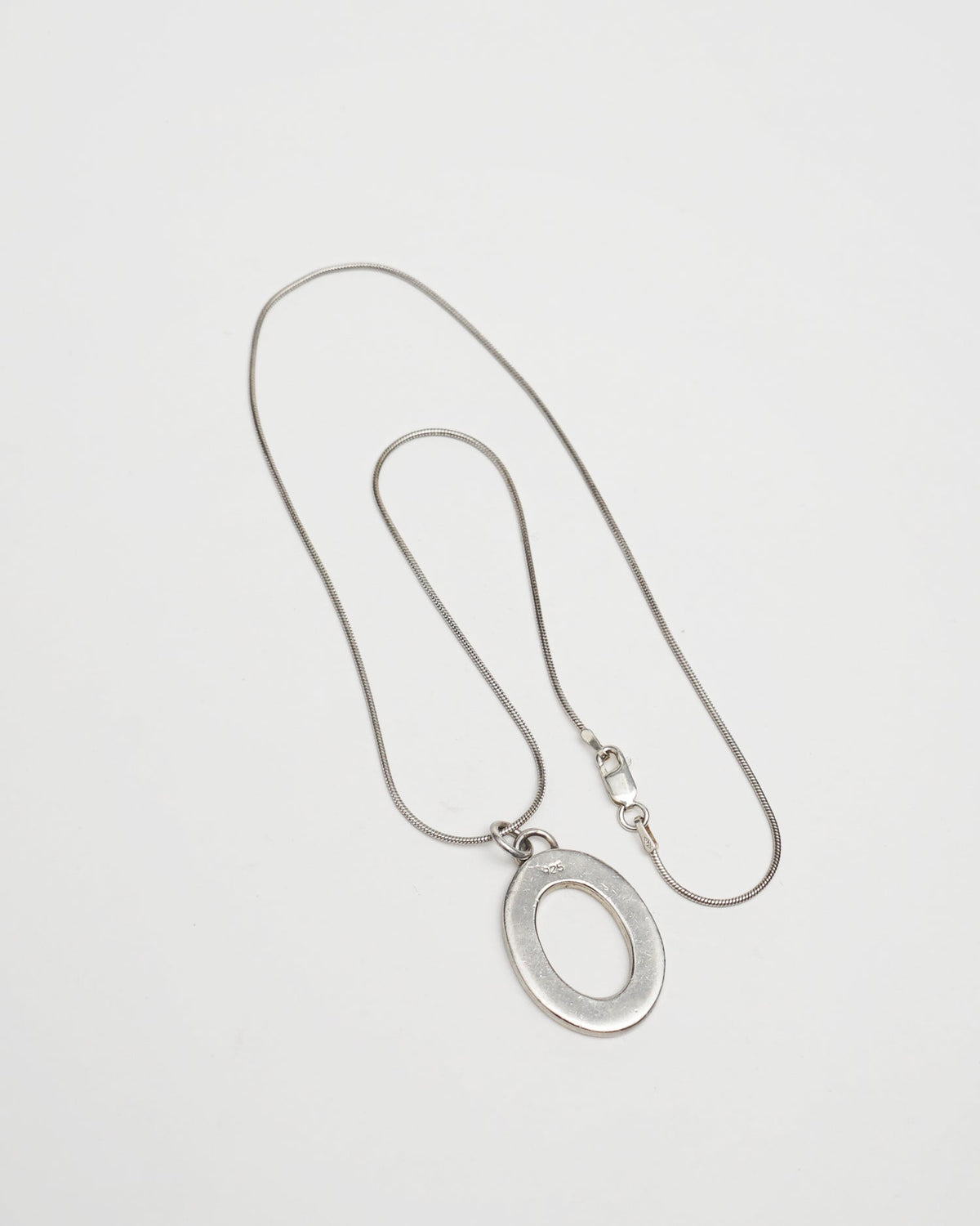 Silver Chain Necklace w/ Oval Charm