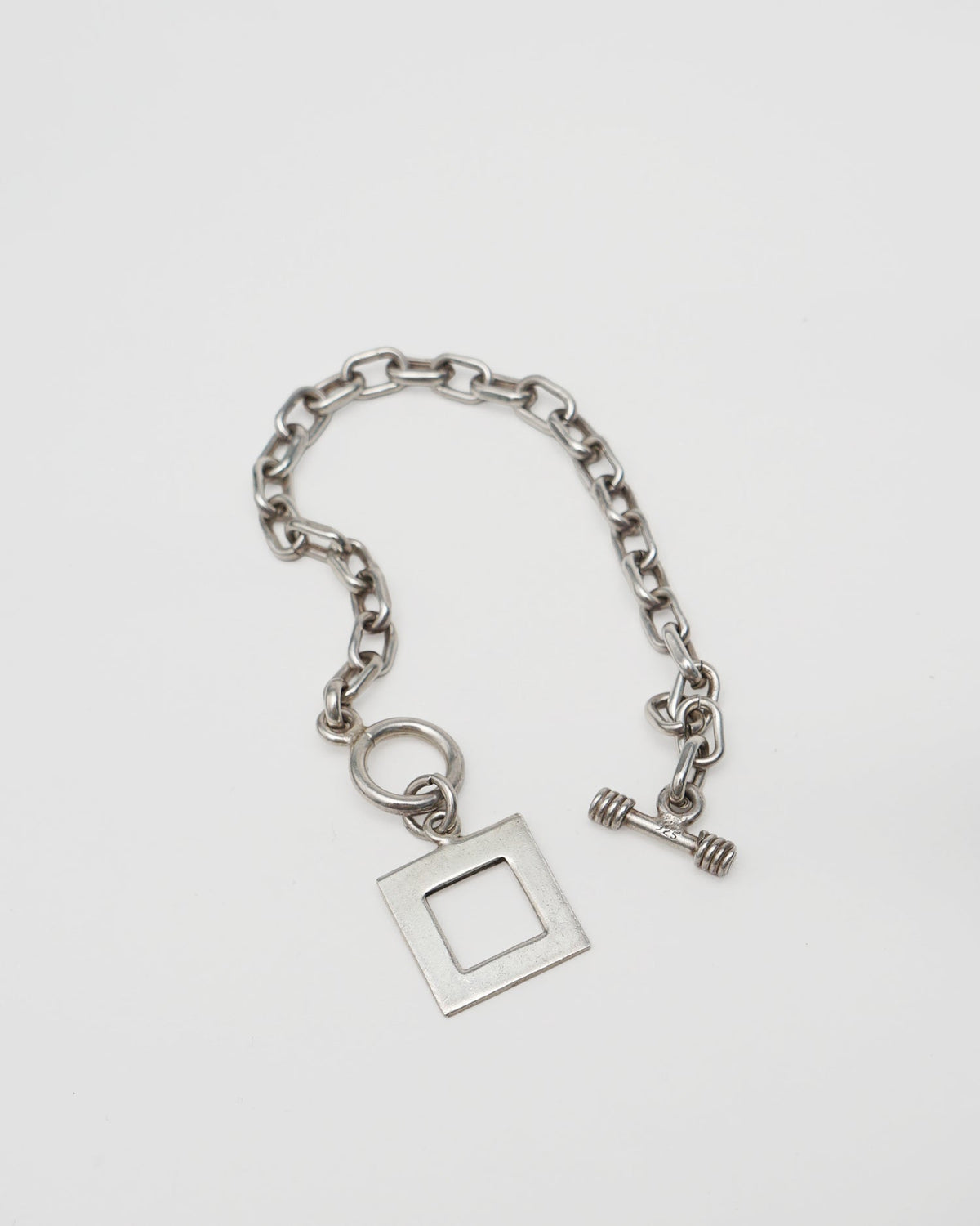Silver Chain Bracelet w/ Square Charm