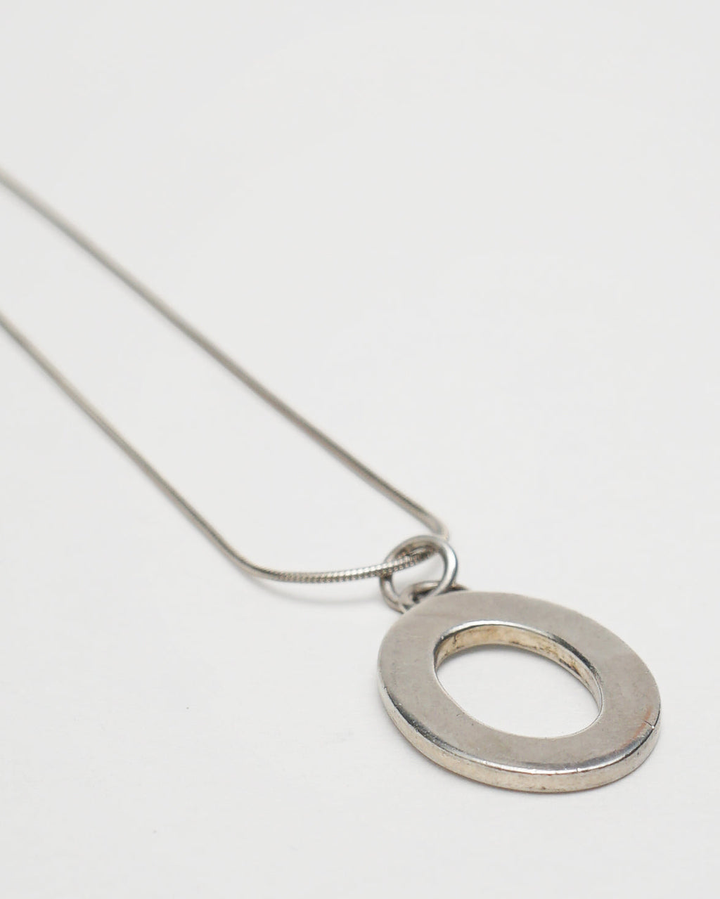 Silver Chain Necklace w/ Oval Charm