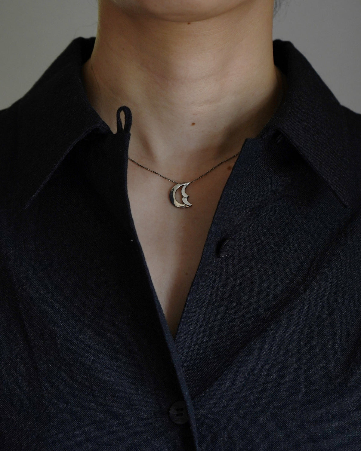 Silver Crescent Moon Necklace