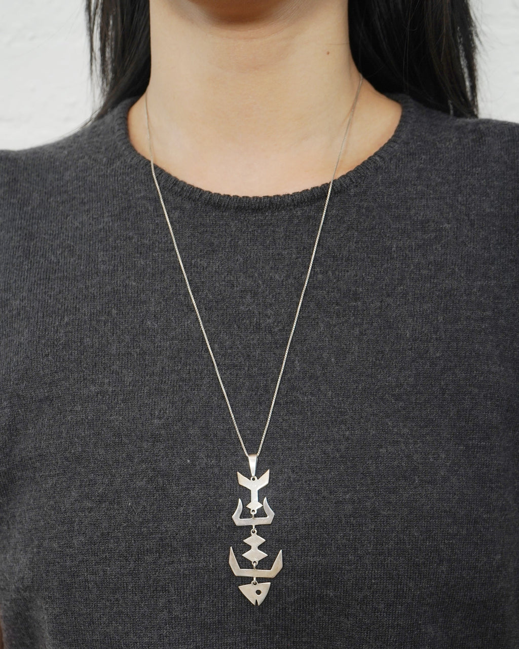 Silver Chain Necklace w/  Fish Charm