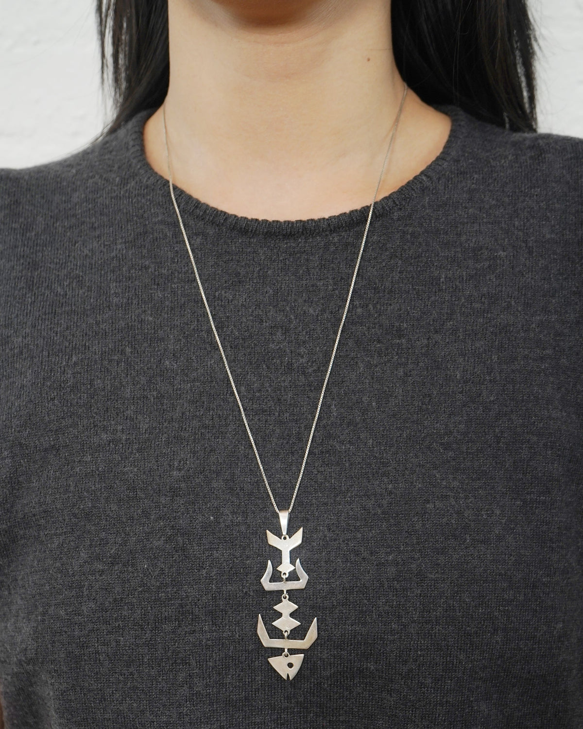 Silver Chain Necklace w/  Fish Charm