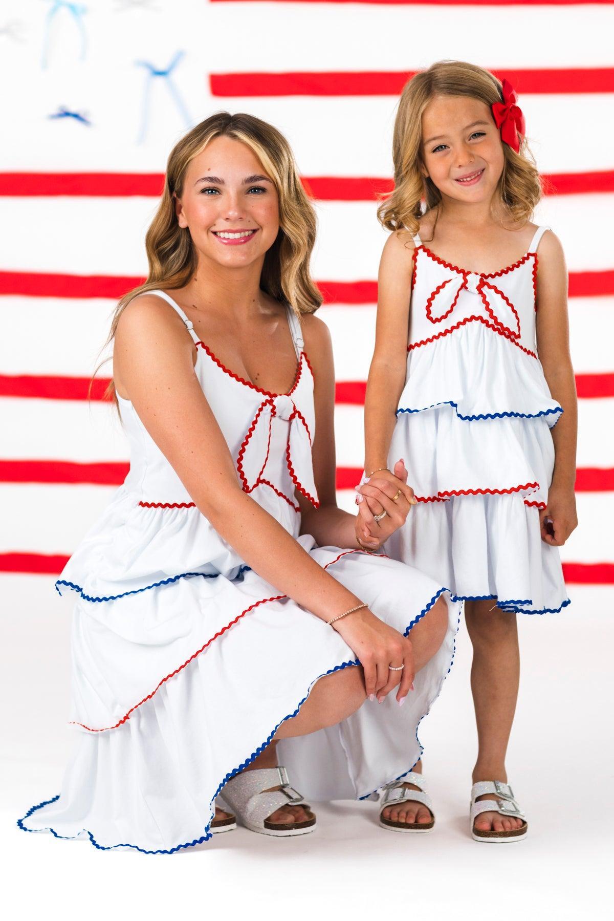 Mom & Me - Red White & Blue Tank Ruffle Dress