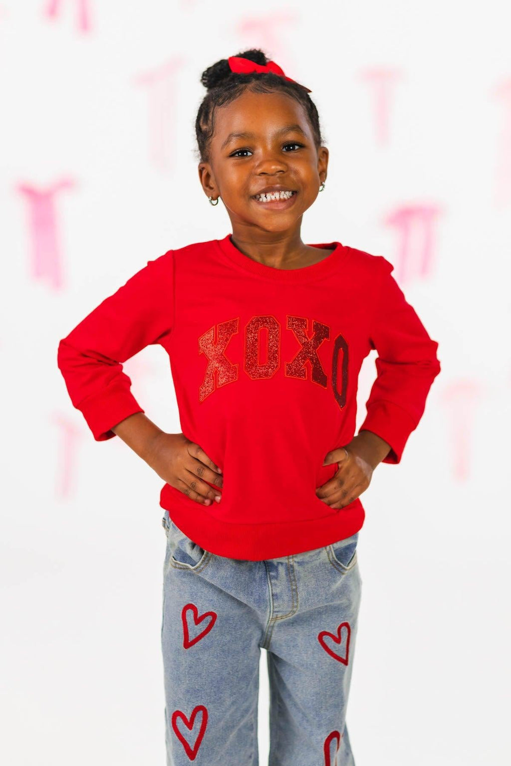 "XOXO" Heart Denim Pant Set