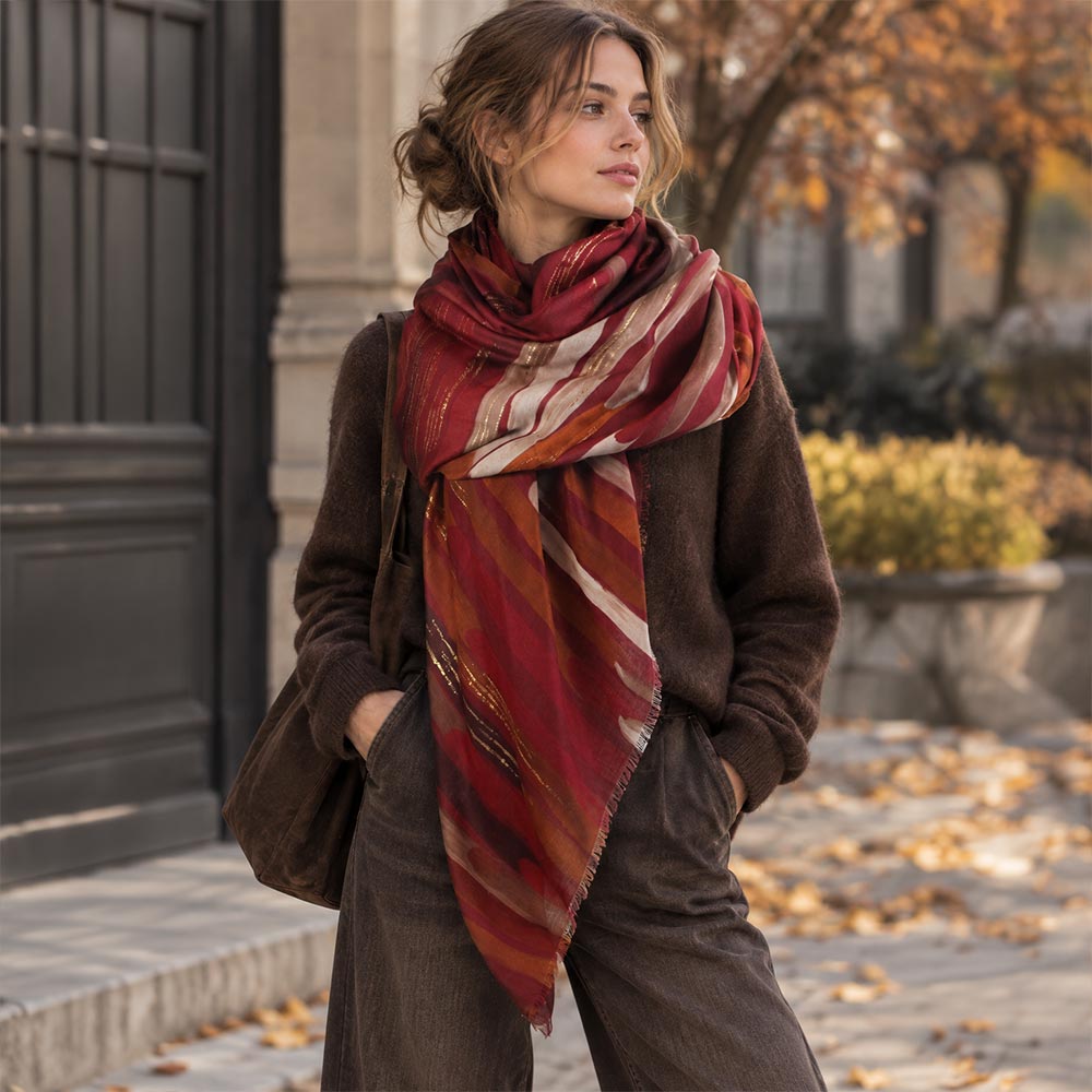 Oversized Lightweight Artistic Geometric Print Shawl Wrap Scarf