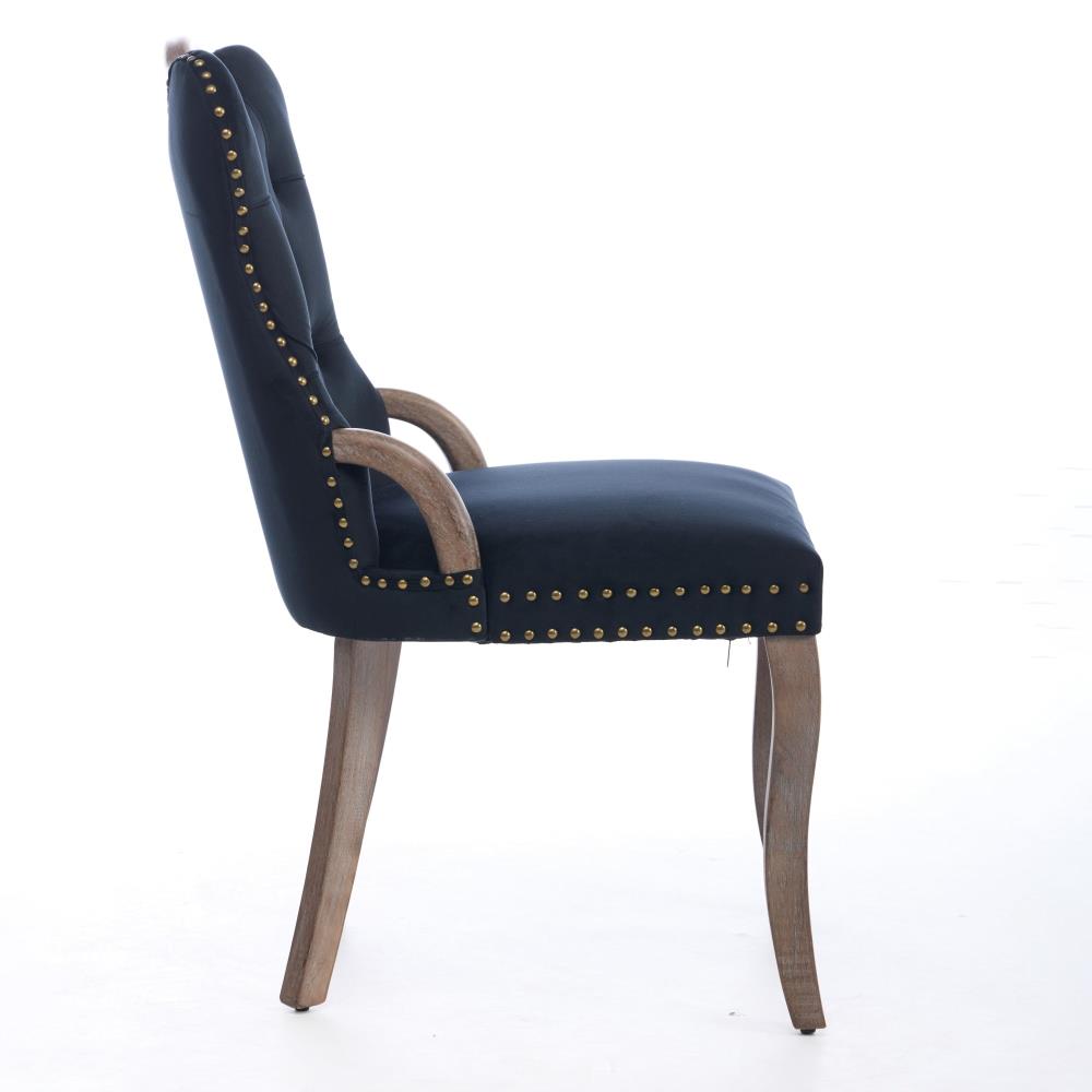 Luxury Upholstered Side Chairs with Tufted Backrests and Curved Wood Legs
