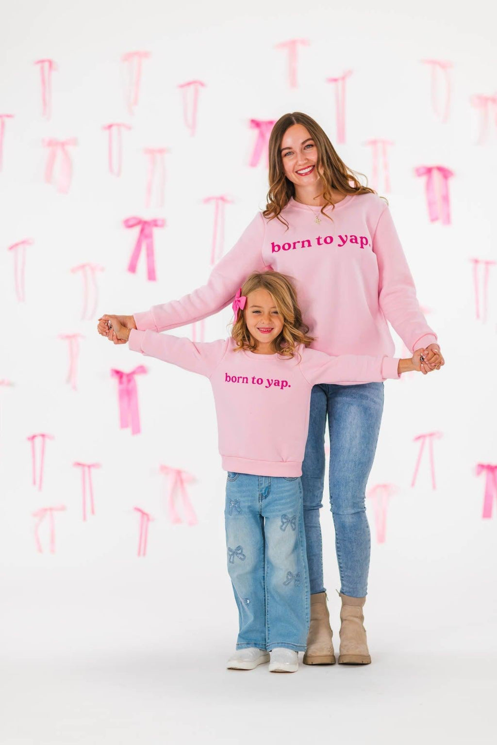 Mom & Me - "Born To Yap" Pink Long Sleeve Top