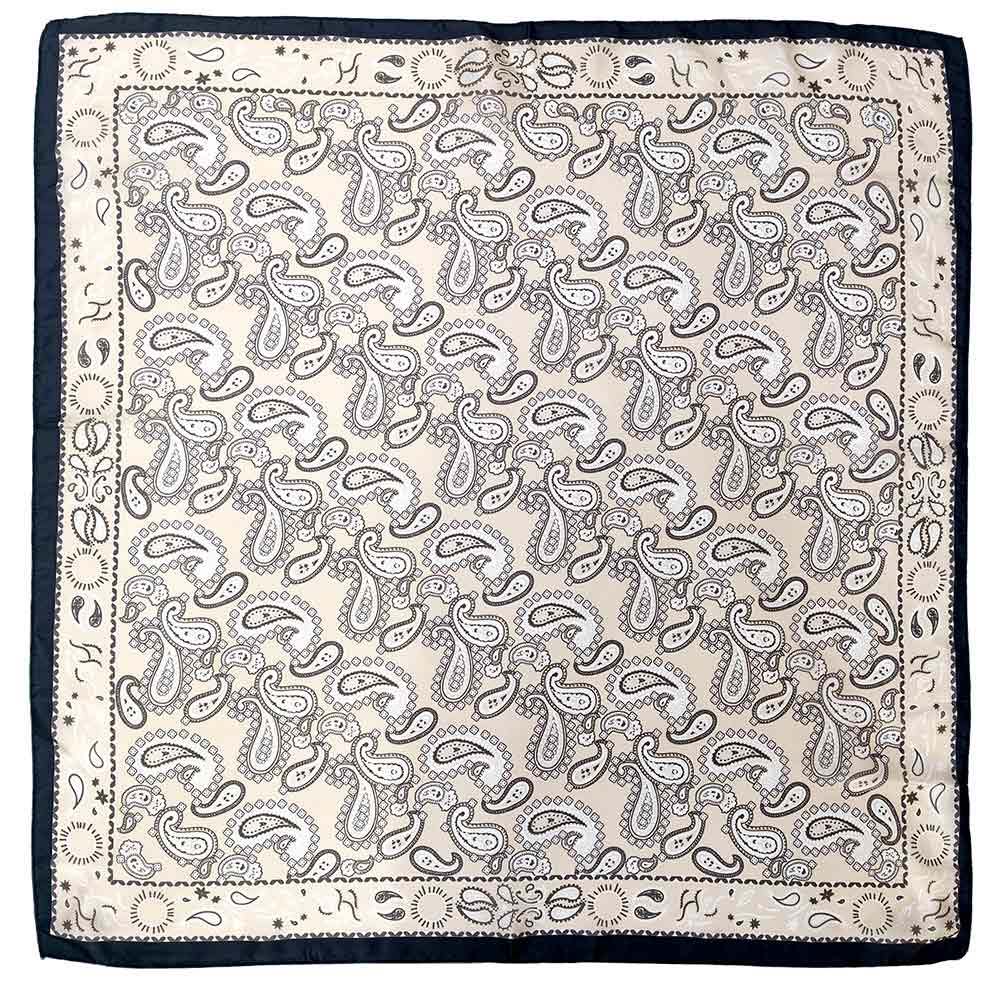 Ornate Border Paisley Pattern Print Square Scarf