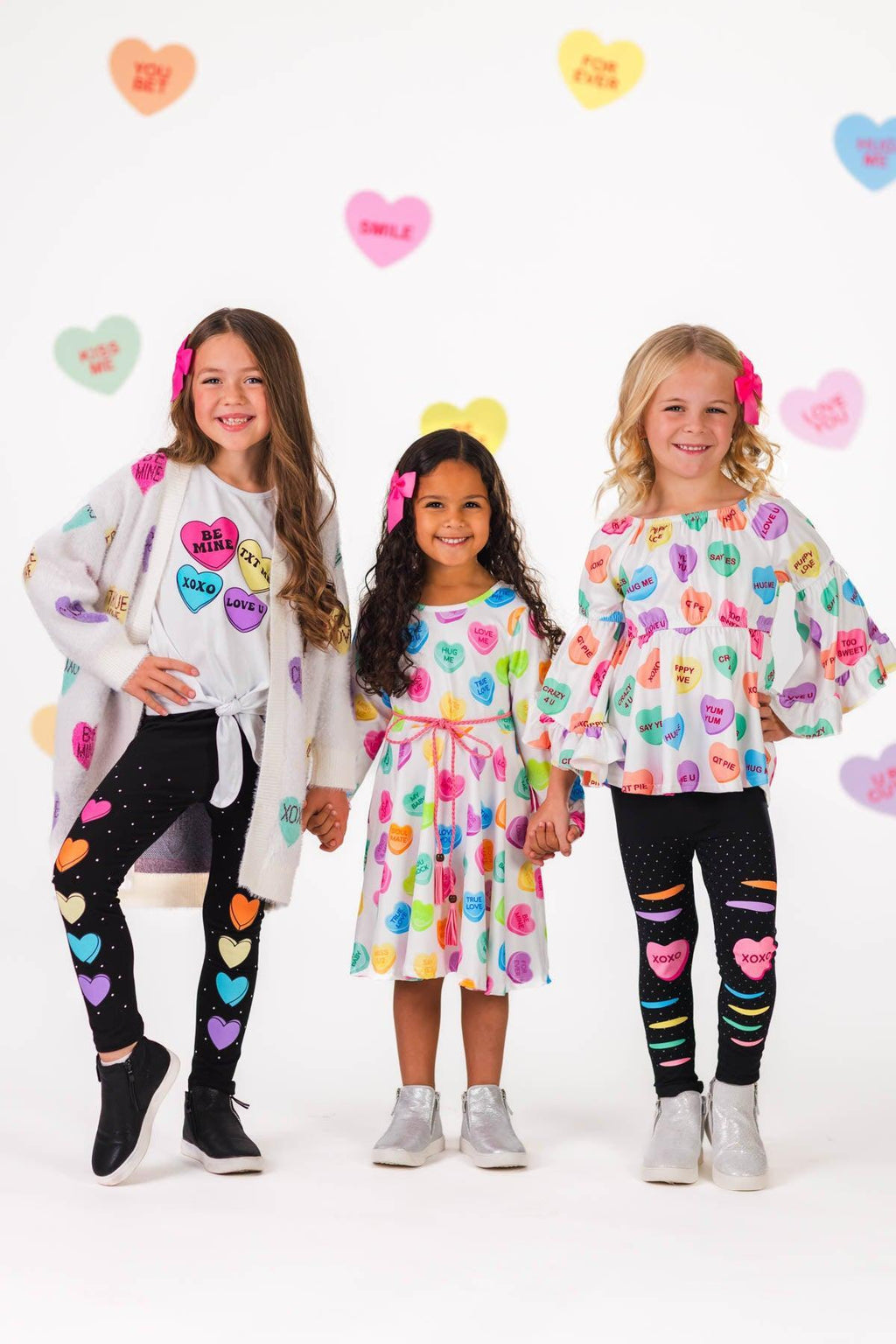 Candy Hearts Long Sleeve Belt Dress