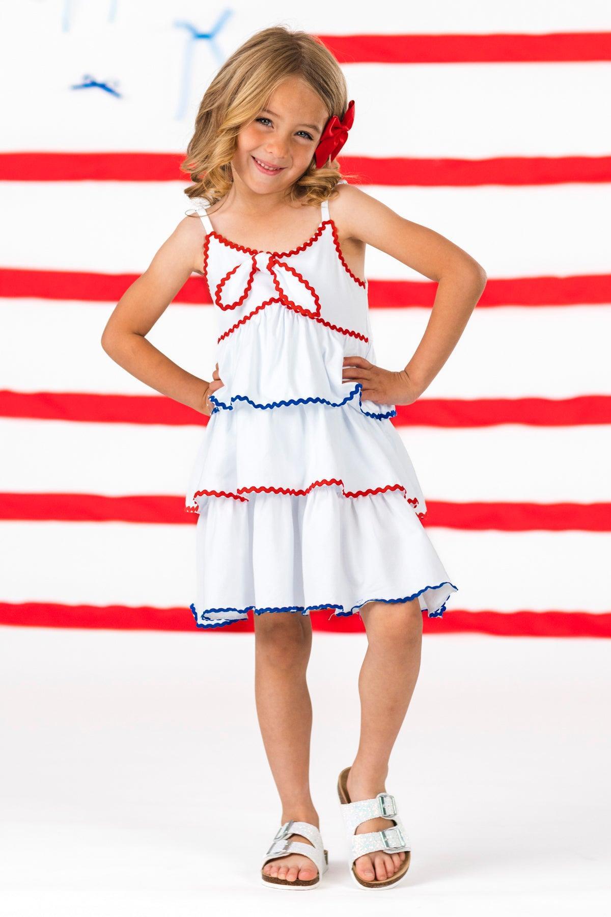 Mom & Me - Red White & Blue Tank Ruffle Dress