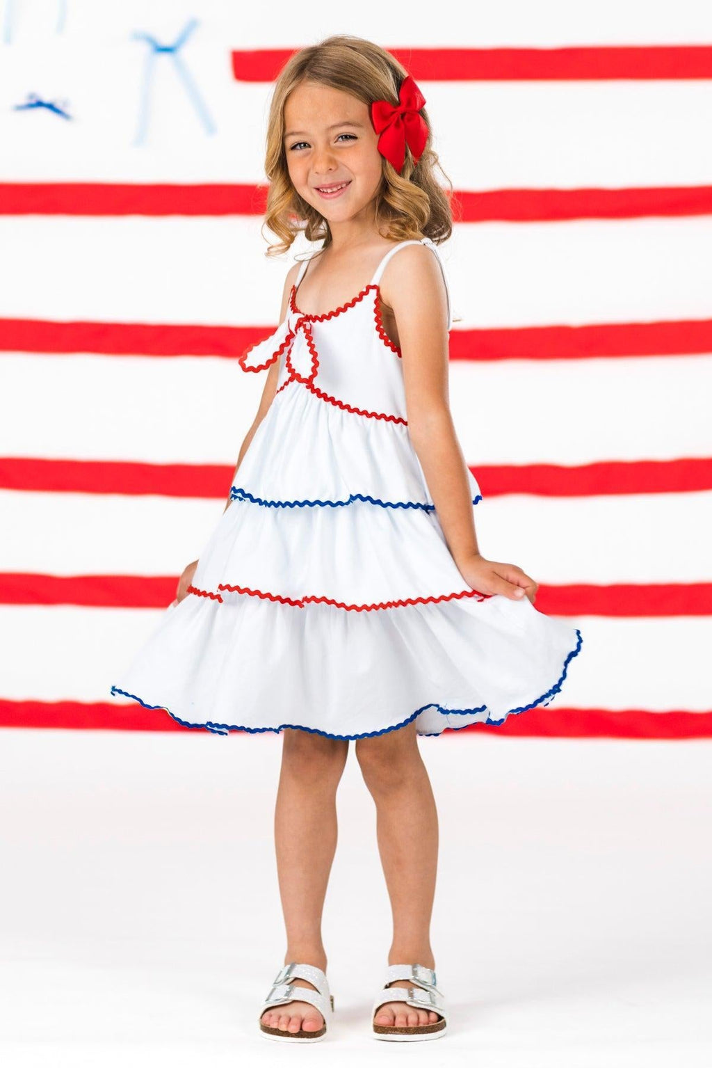 Mom & Me - Red White & Blue Tank Ruffle Dress