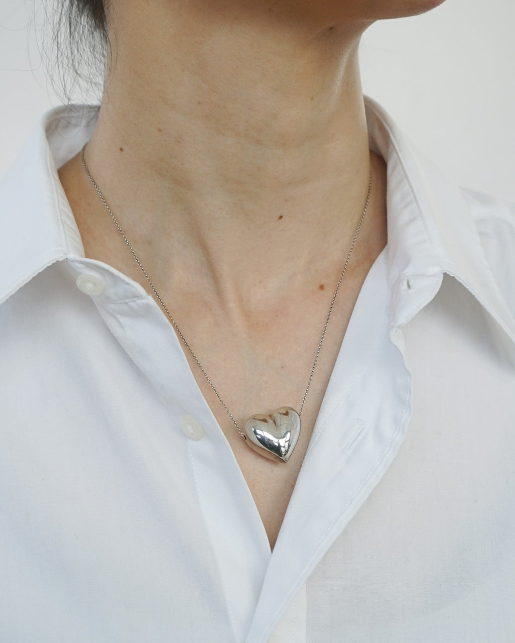 Silver Puffy Heart Necklace