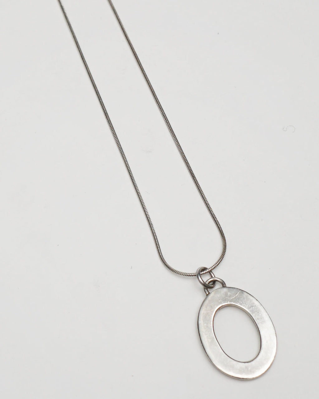 Silver Chain Necklace w/ Oval Charm