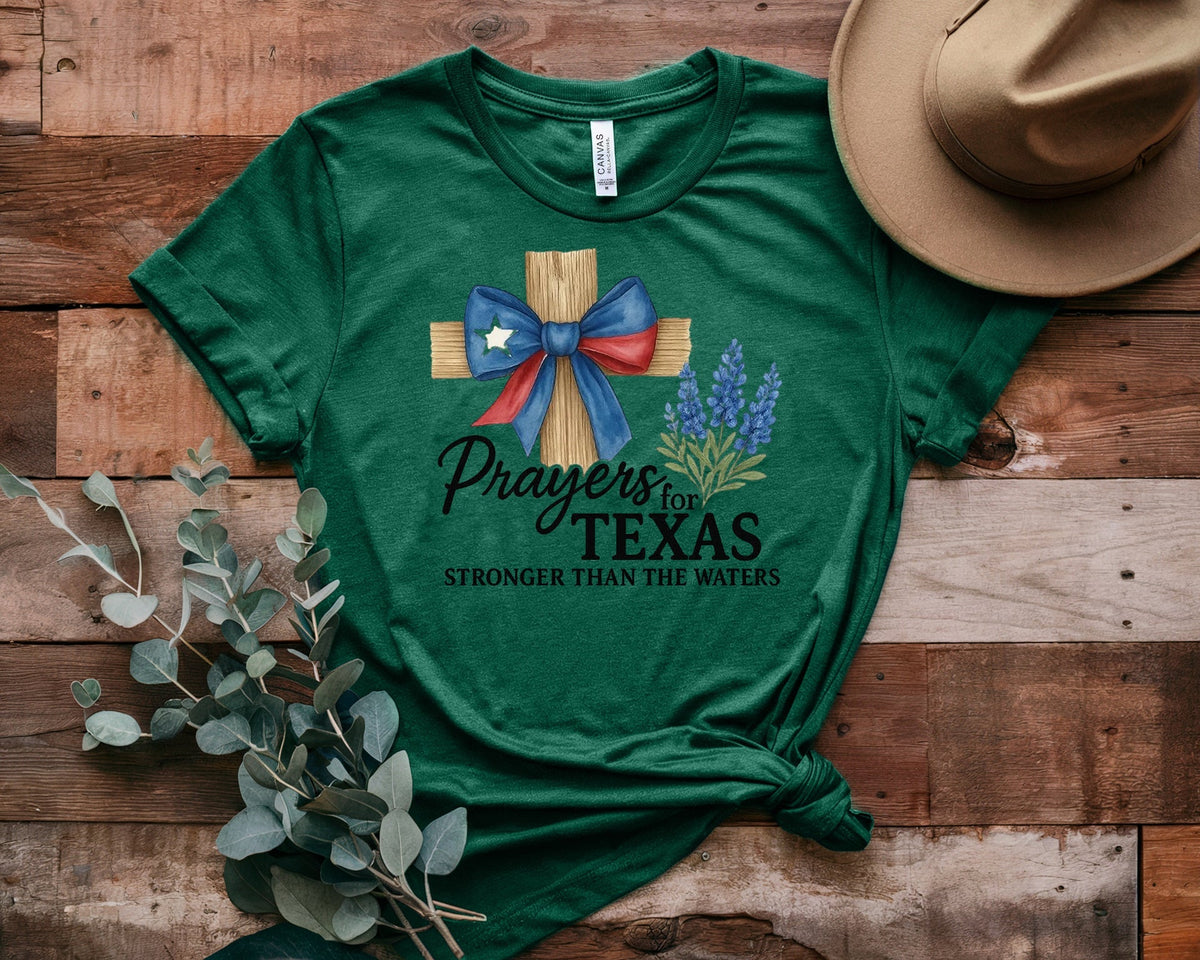 Texas Strong Pray Heat Printed T-Shirt
