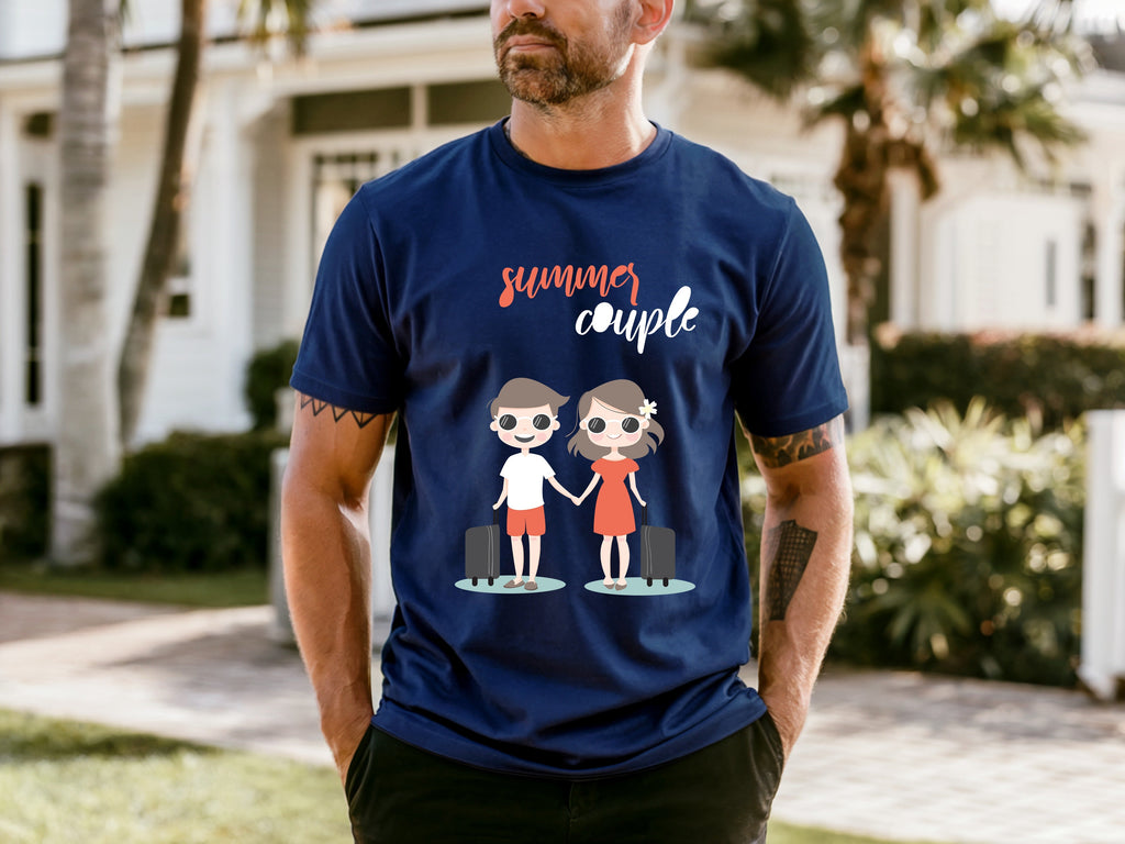 Couple On Vacation Men's Round Neck Loose Short Sleeve