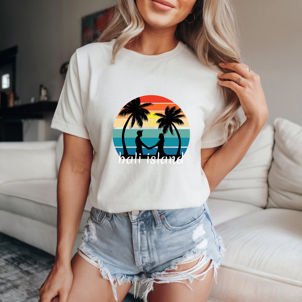 Couple On Vacation Women's Cartoon Cute Short Sleeves