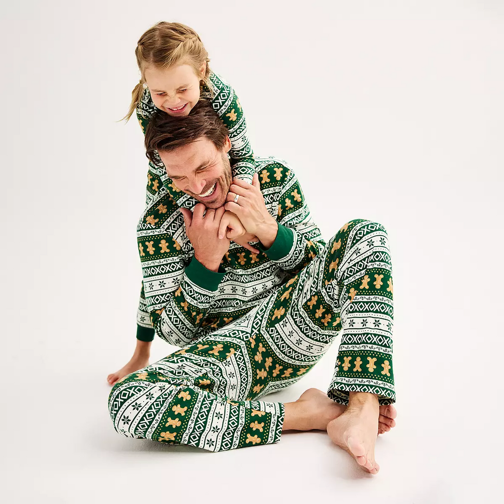 Green Gingerbread Matching Family Christmas Pajamas (Dog Pajamas Included)