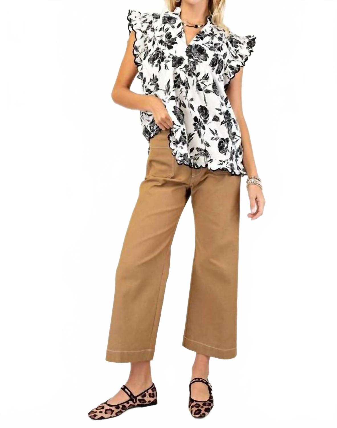 Cropped Wide Leg Pant In Camel