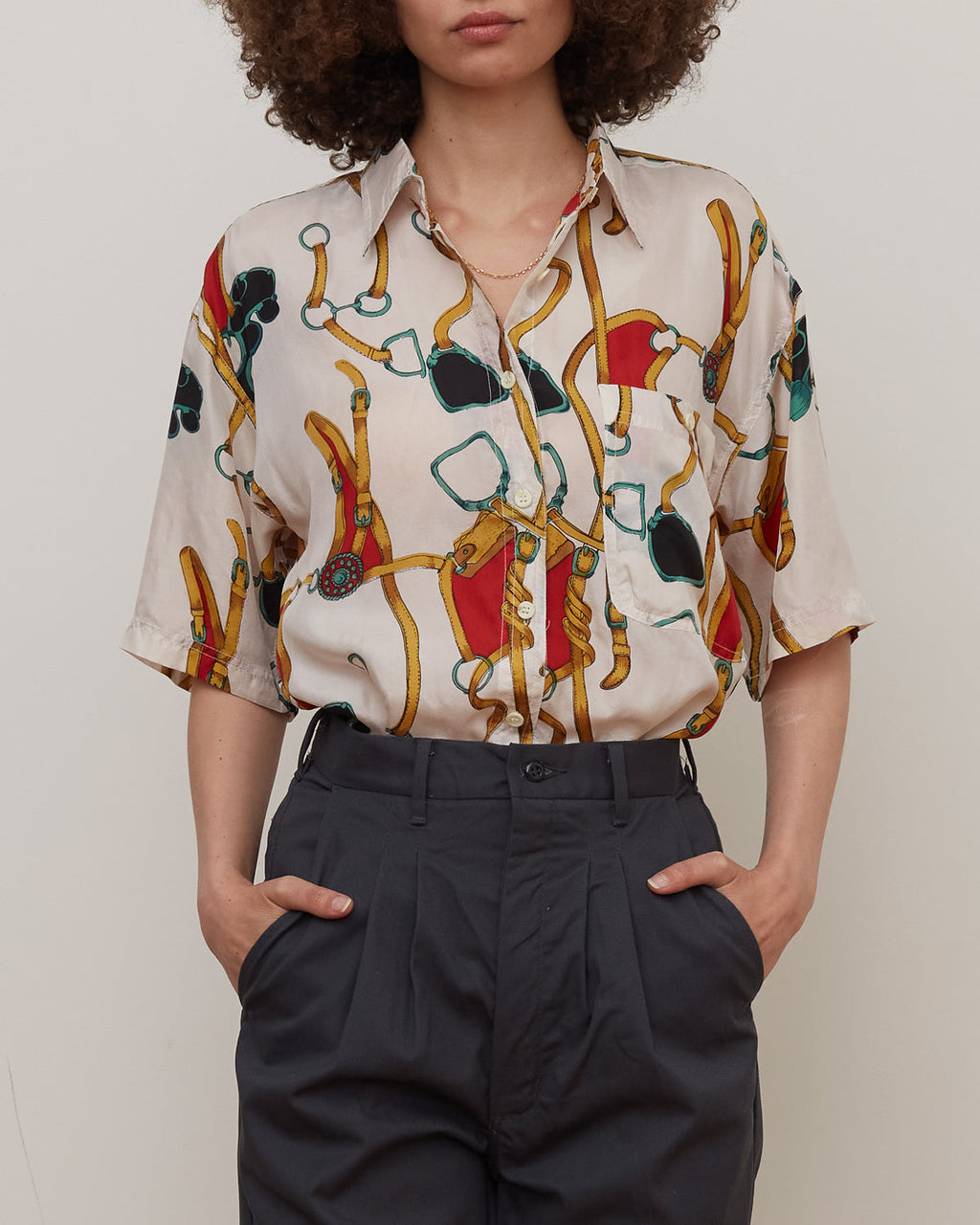 Silk Shirt Short Sleeve / Pattern M