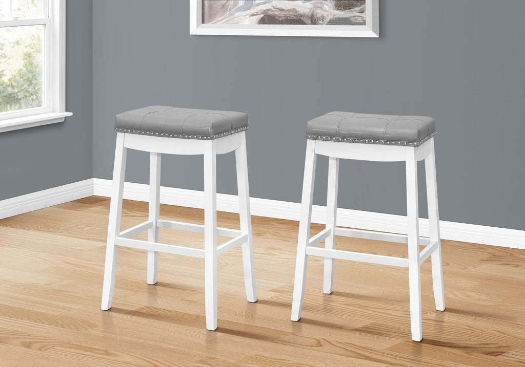 Contemporary Bar Stools with Padded Saddle Seats - Set of 2