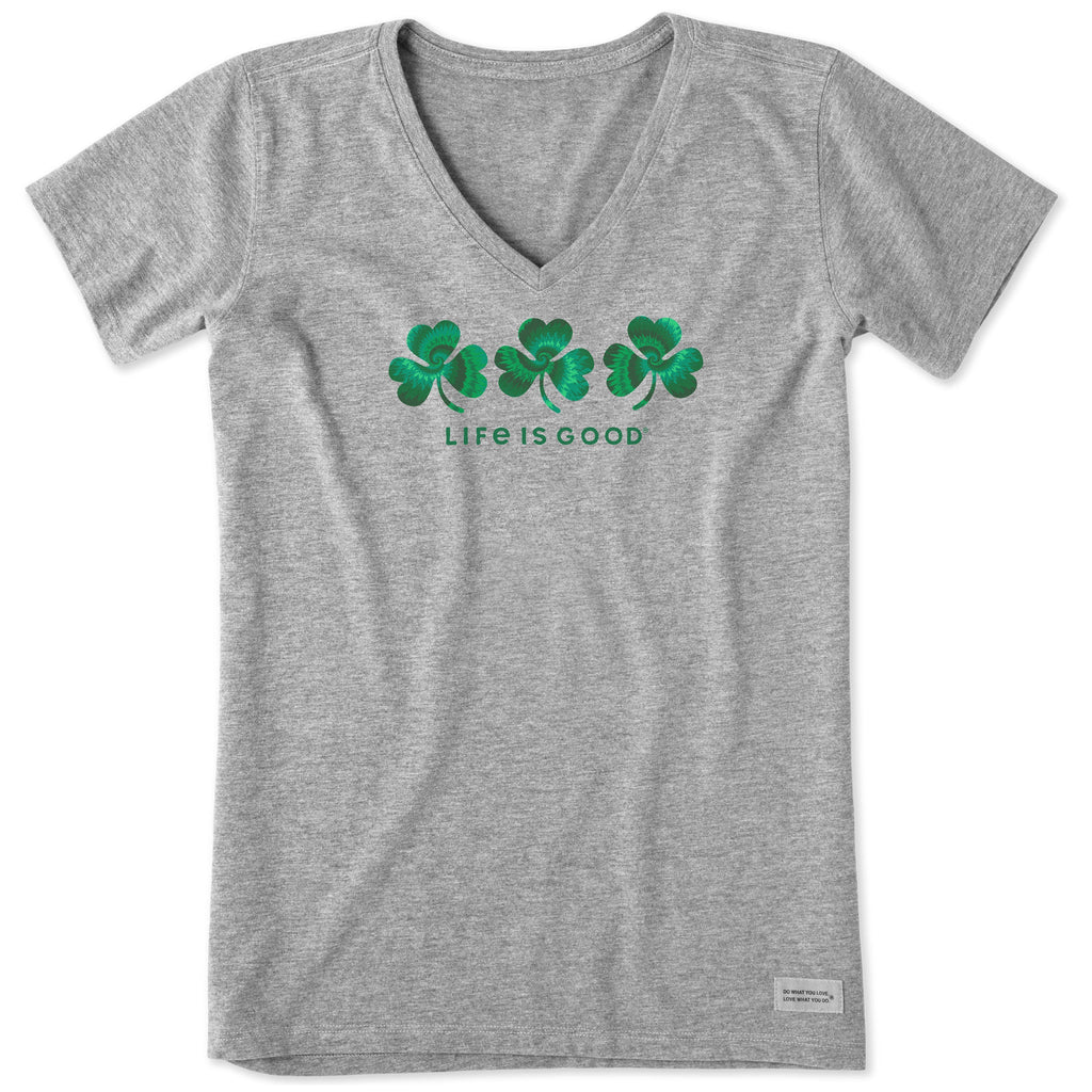Women's 3 Tie Dye Clovers Short Sleeve Crusher Vee