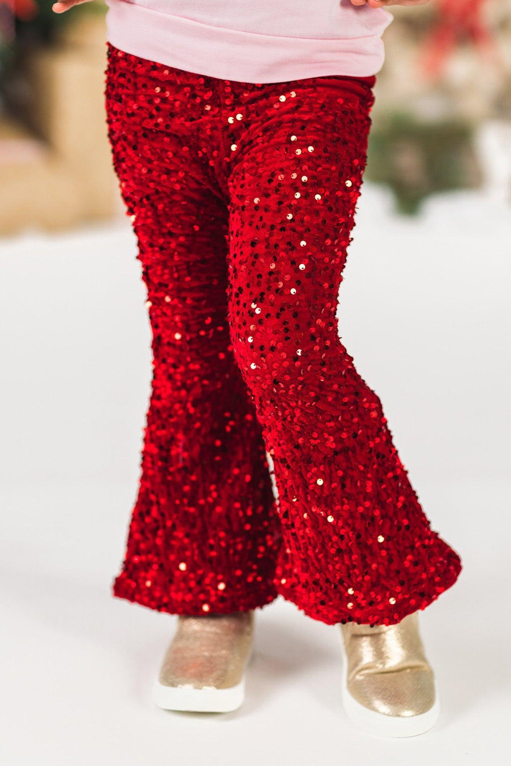 "Tis The Season" Velvet Sequin Bell Bottom Set