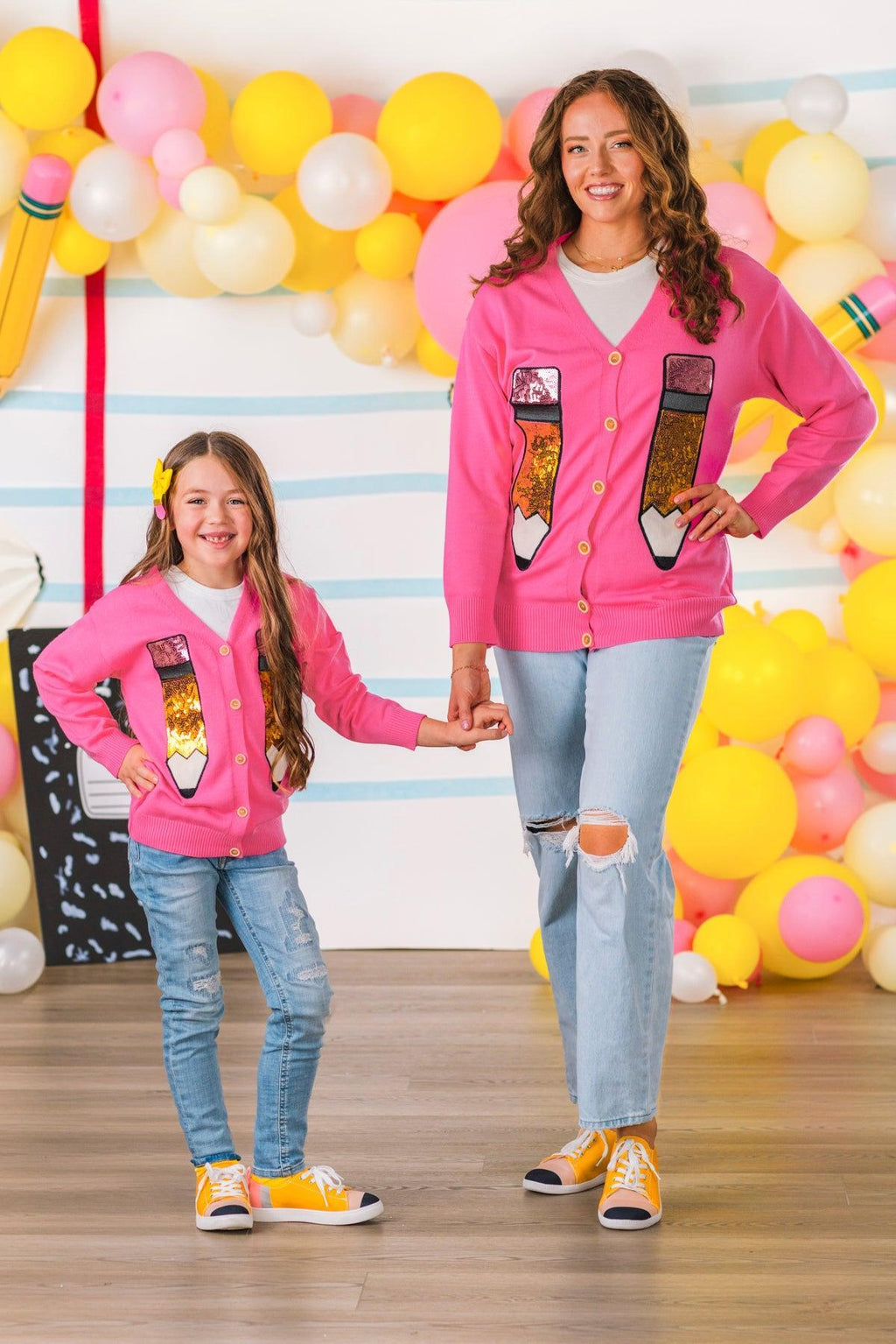 Mom & Me - Hot Pink Sequin Pencil Cardigan