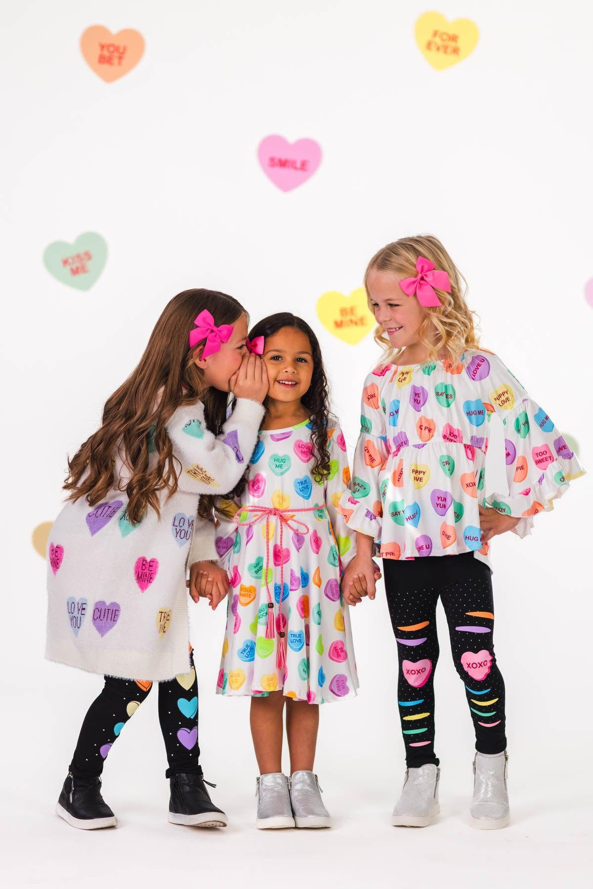 Candy Hearts Long Sleeve Belt Dress