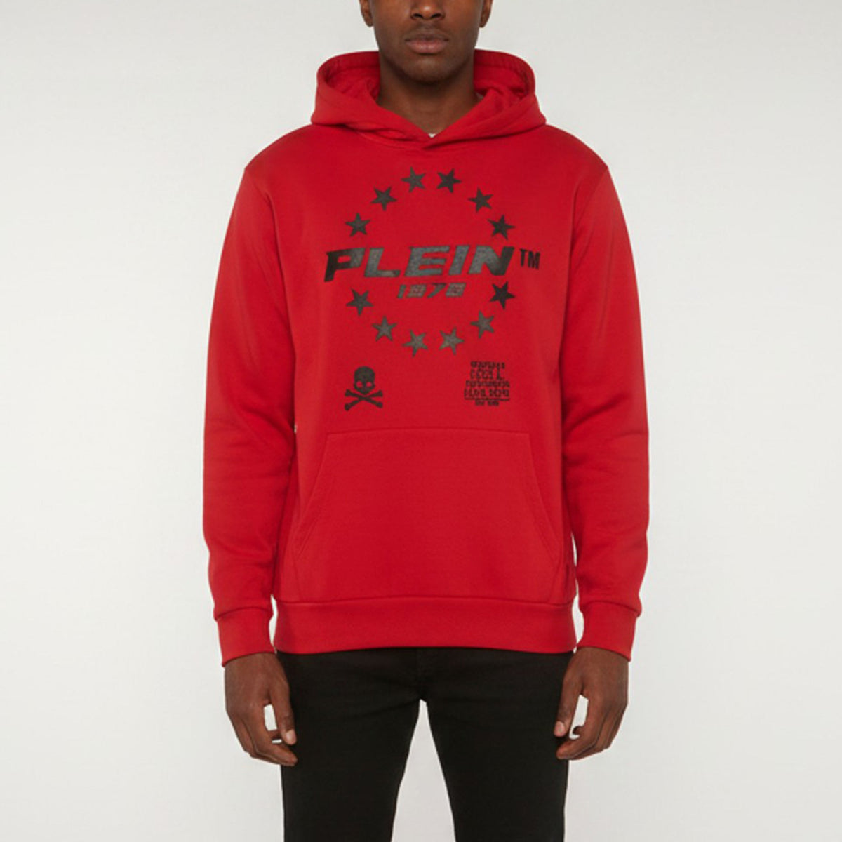 Philipp Plein Red Printed Jersey Long Sleeve Hoodie