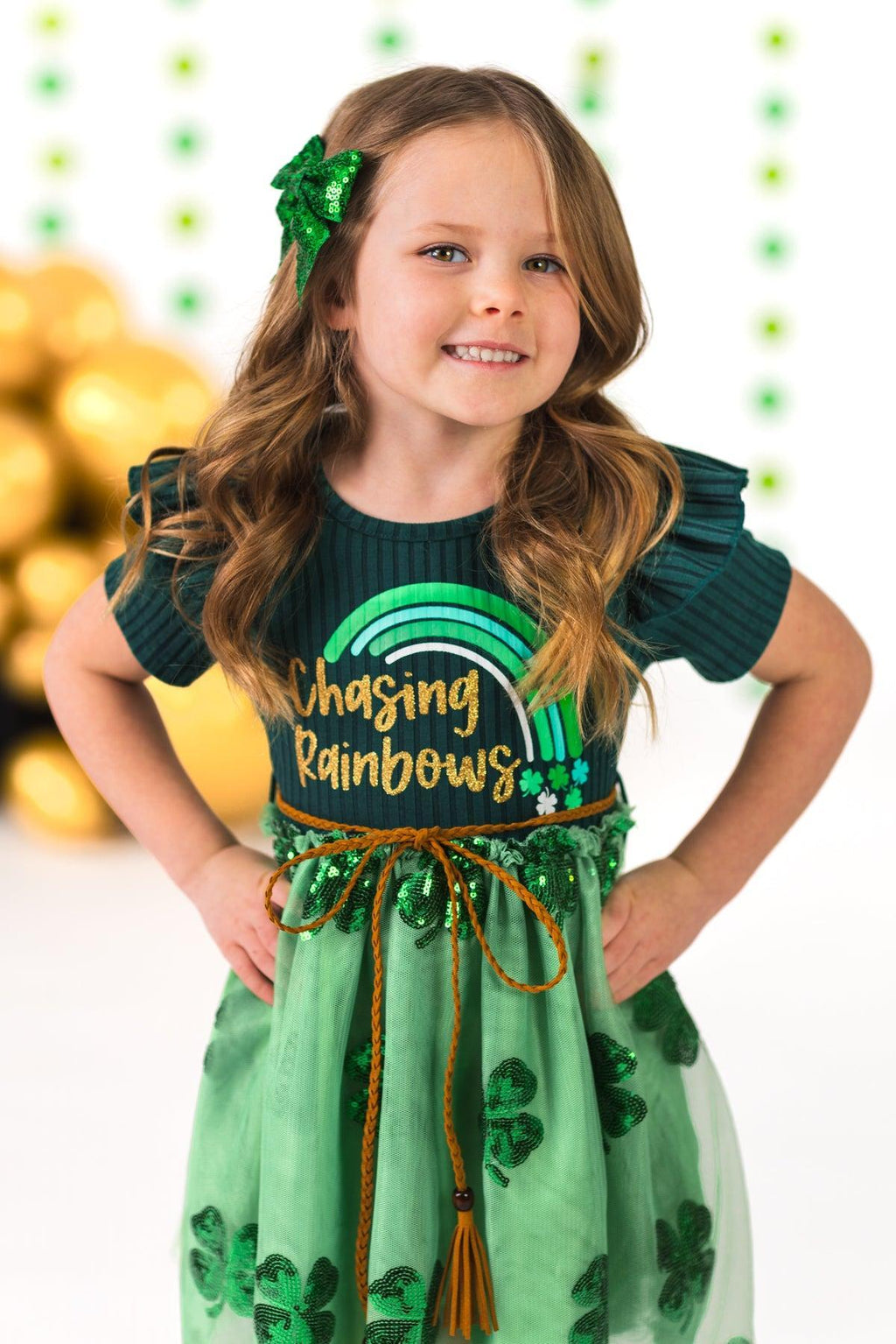 "Chasing Rainbows" Shamrock Tutu Dress