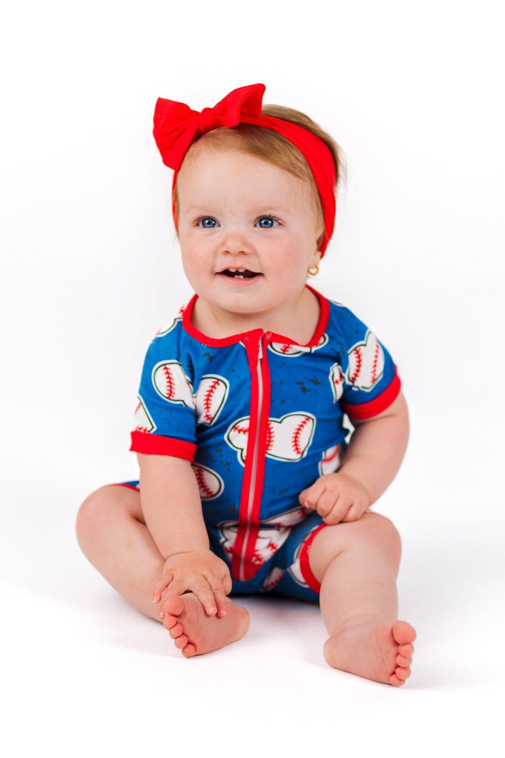 Blue Bamboo Baseball Heart Onesie