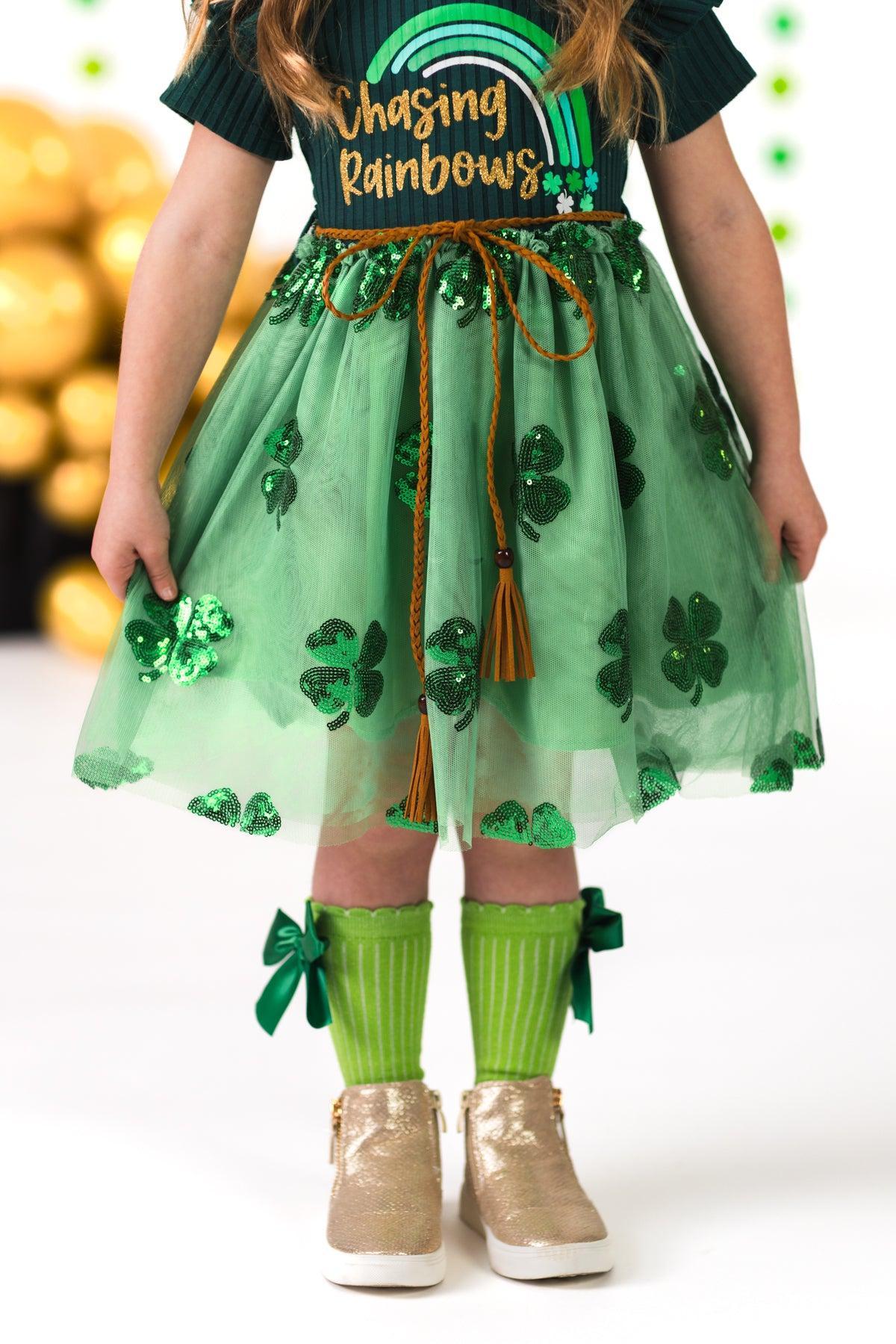 "Chasing Rainbows" Shamrock Tutu Dress