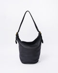 Black Leather Bucket Shoulder Bag