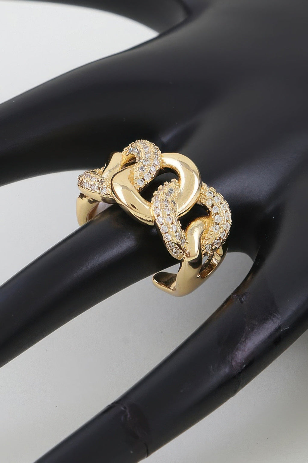 Bold Curb Chain Ring with Sparkling Stone Accents