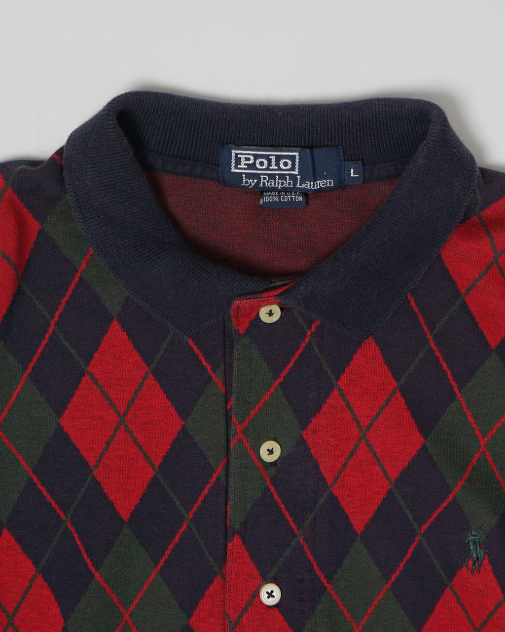 Knit Polo L/S / Navy Argyle