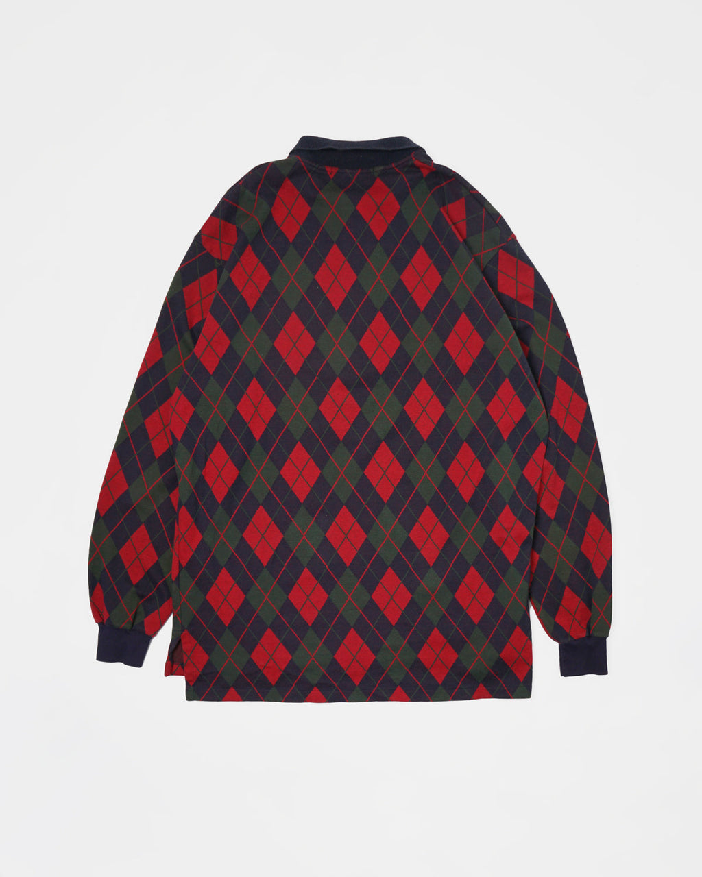 Knit Polo L/S / Navy Argyle
