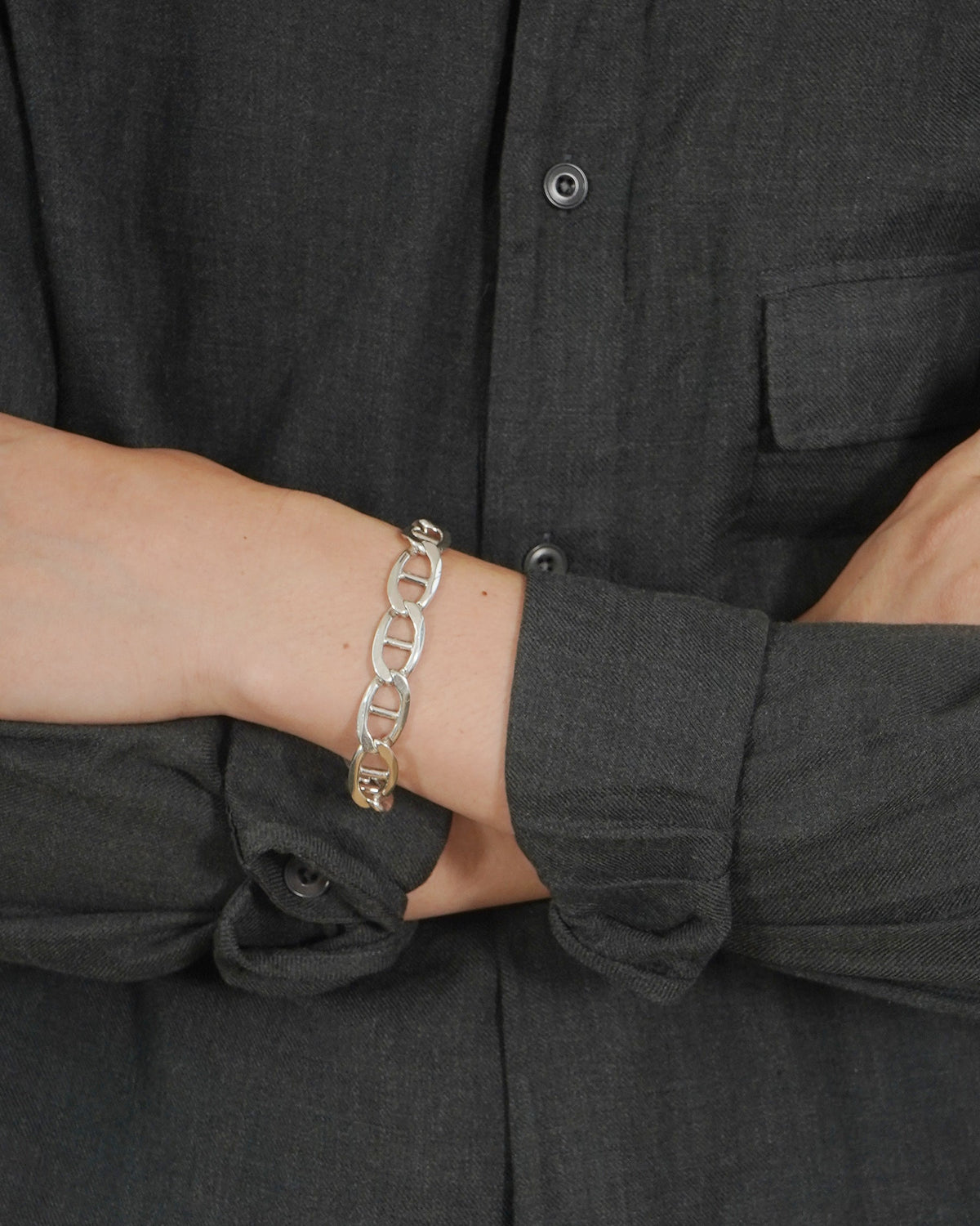 Silver Anchor Chain Bracelet
