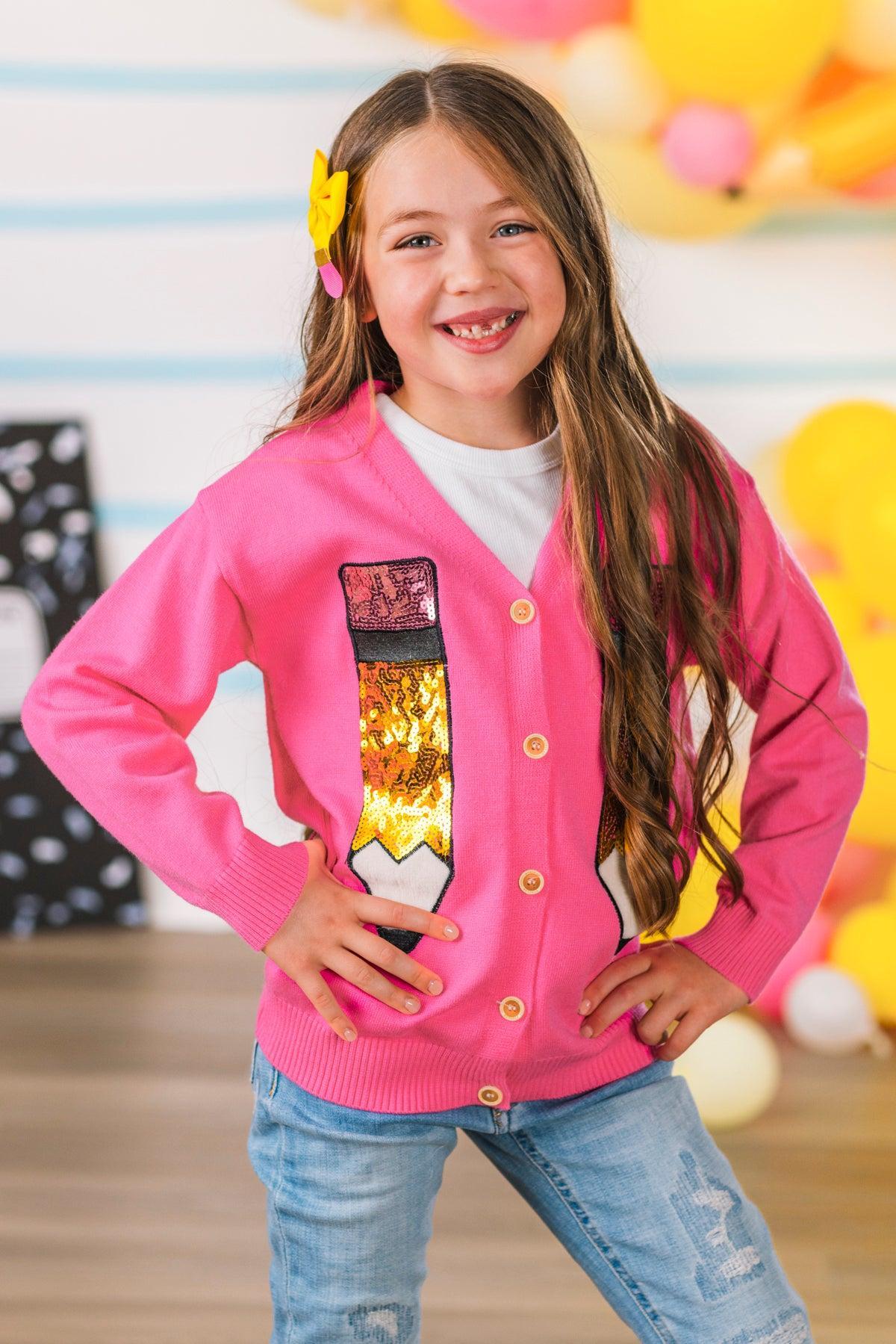 Mom & Me - Hot Pink Sequin Pencil Cardigan