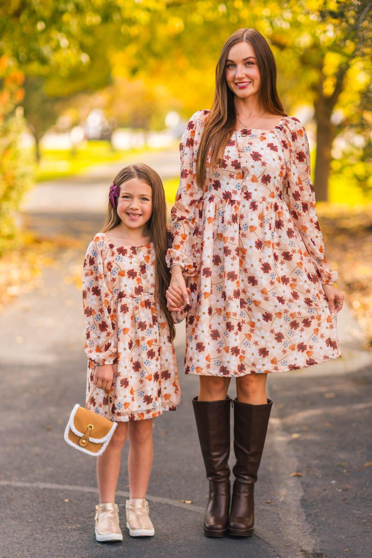 Mom & Me - Peach Floral Dress