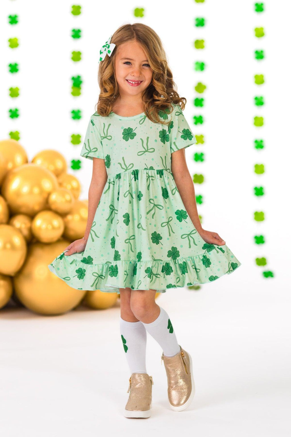 Green Bow & Shamrock Dress