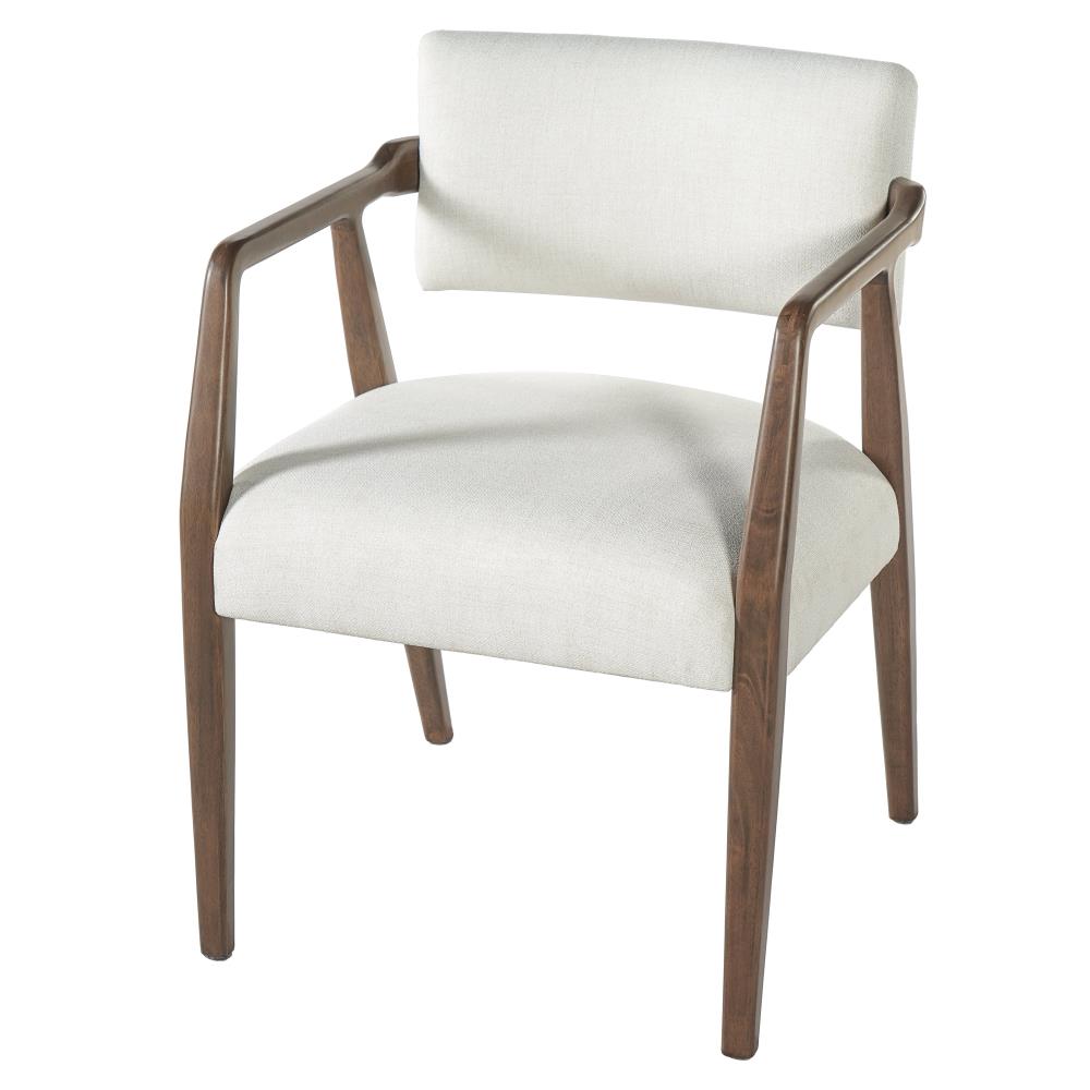 Mid-Century Upholstered Dining Chairs with Armrests and Solid Wood Frame