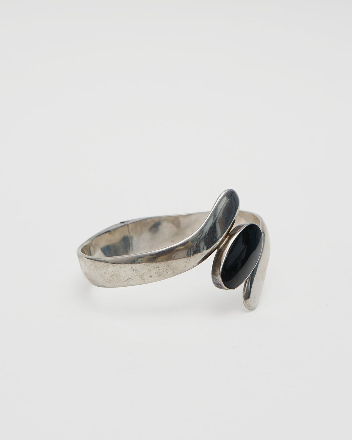 Silver Cuff Bracelet w/ Onyx