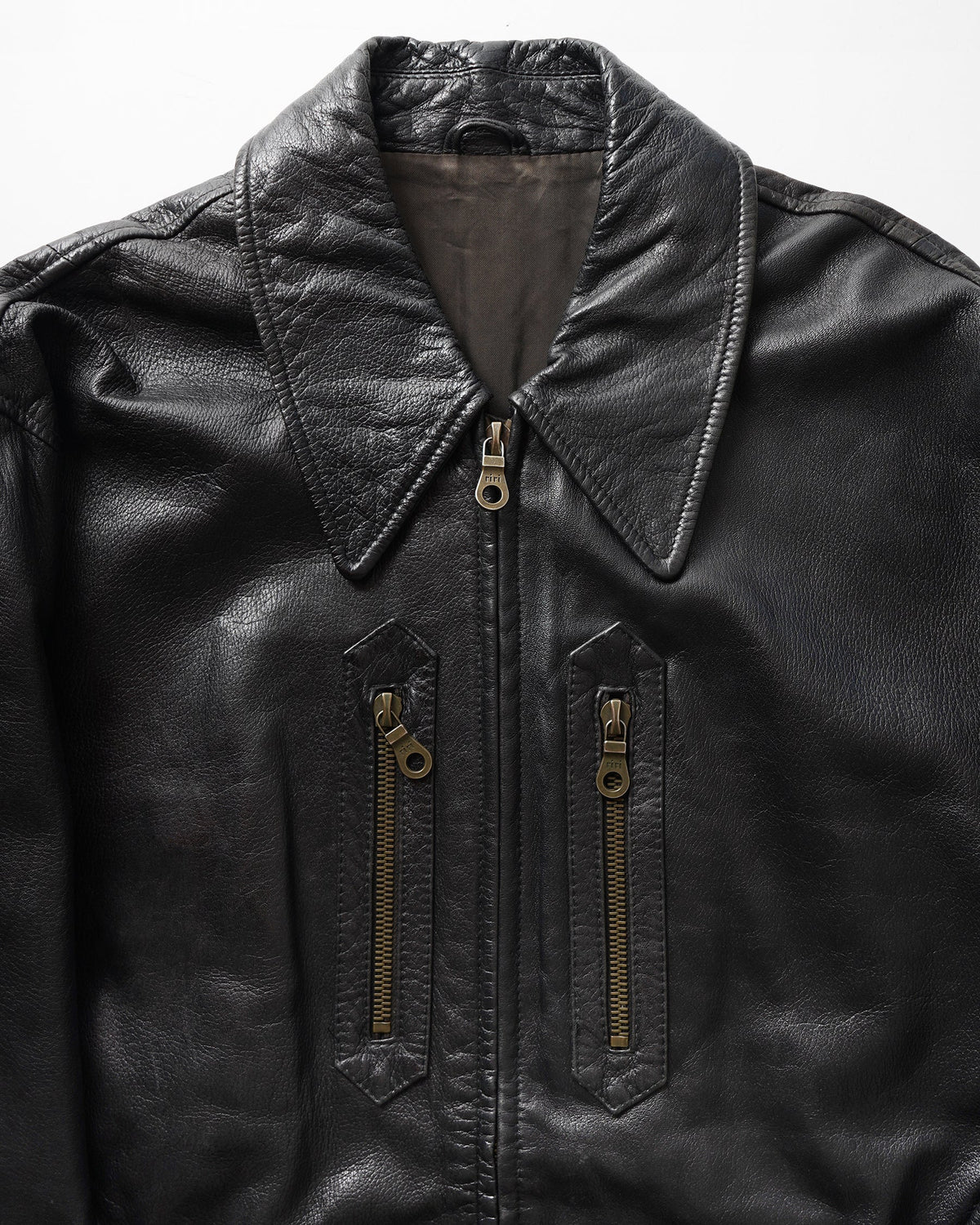 Leather Zip Up Half Coat