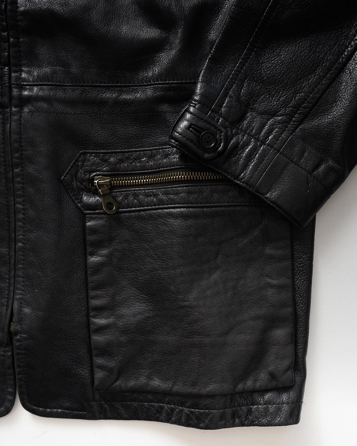 Leather Zip Up Half Coat