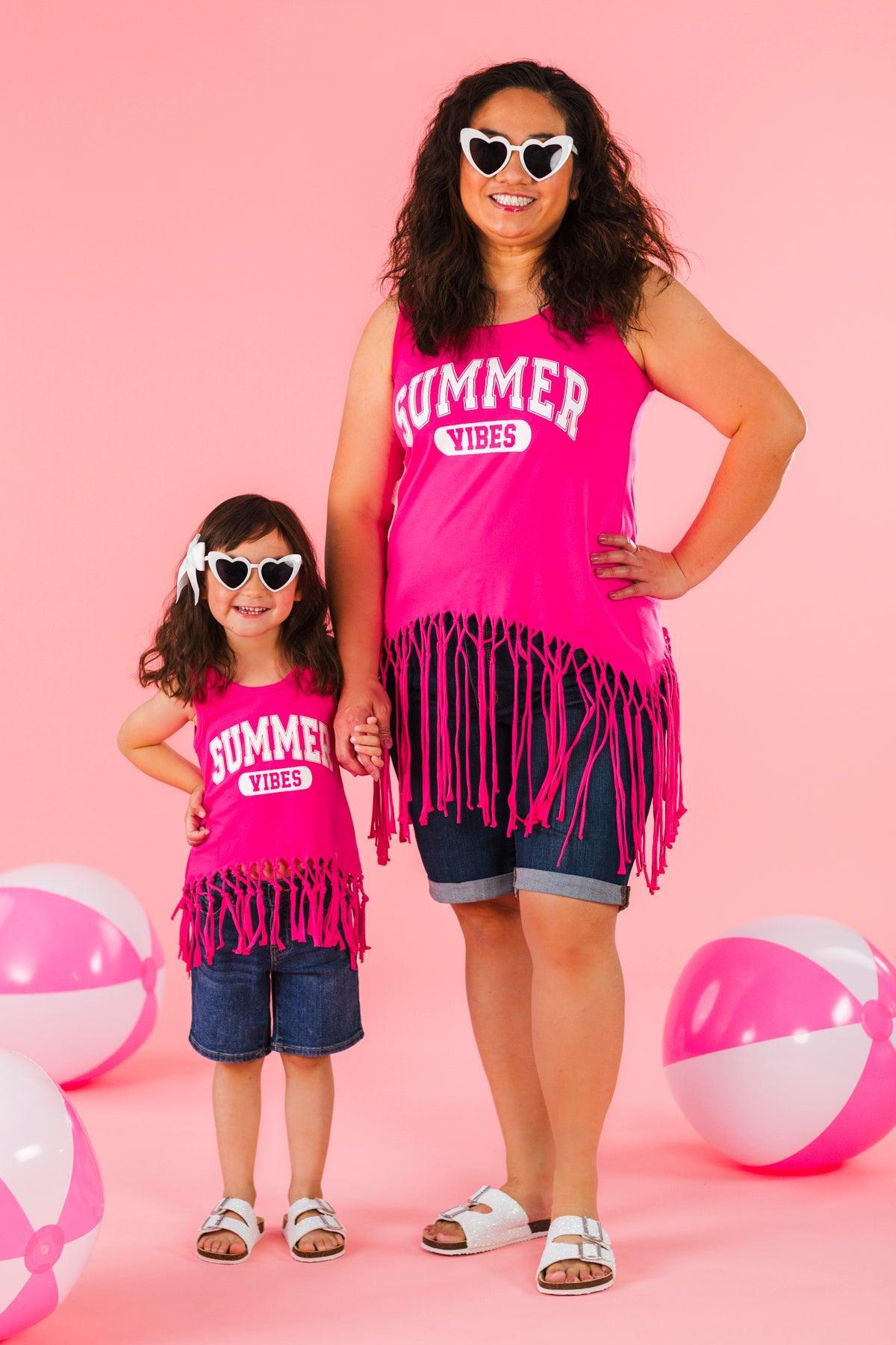 Mom & Me - "Summer Vibes" Hot Pink Tank Top