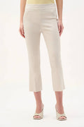 Woven Pull-On Cropped Flare Pants In Natural